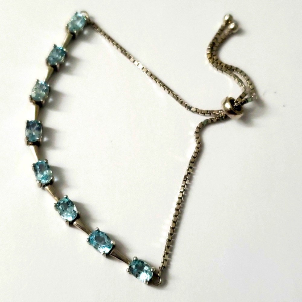 Sterling Silver 925 Topaz Bolo Tie Bracelet